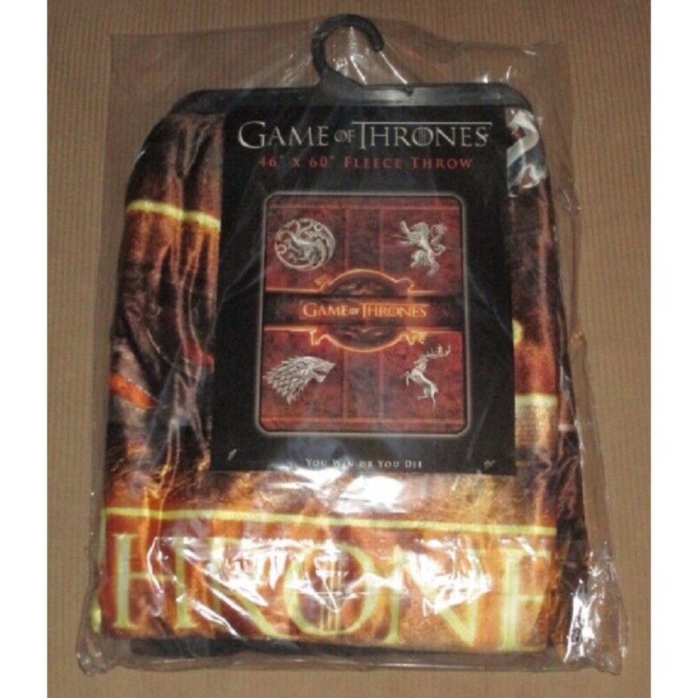 New Golden Logo Game of Thrones Smooth Fleece Gift Throw Blanket Silver Sigils - Picture 3 of 3